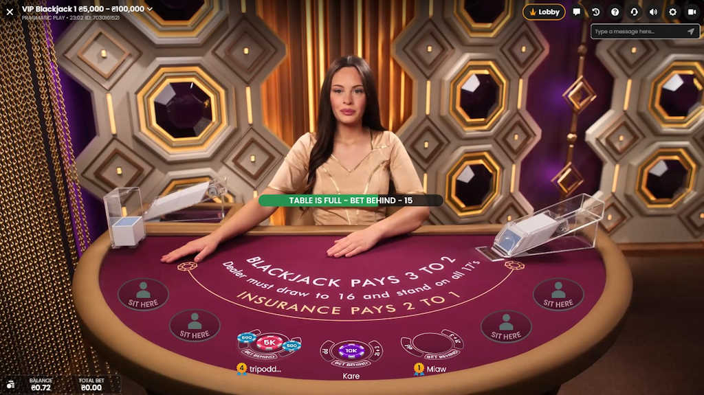 vip blackjack від Pragmatic Play ігровий процес